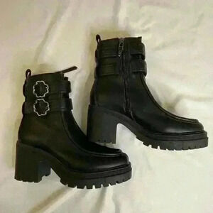 Sam & Libby Chiara Chunky Gothic Embellished  Buckle Combat Boots size 6